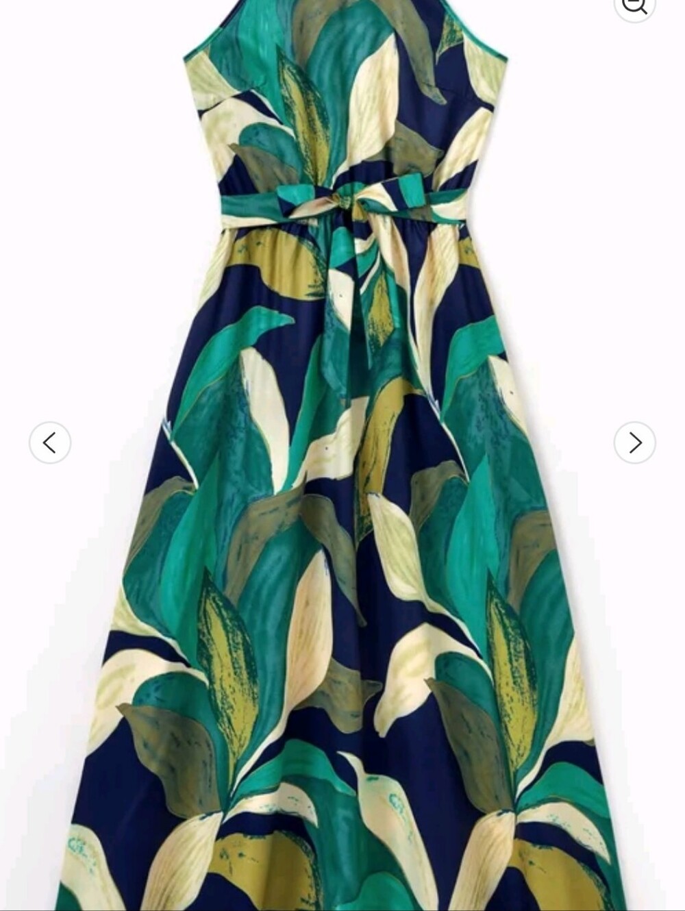 Girls Navy & Teal Leaf-Print Sleeveless Dress